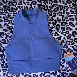 Kyodan blue mock collar crop top size small BNWT